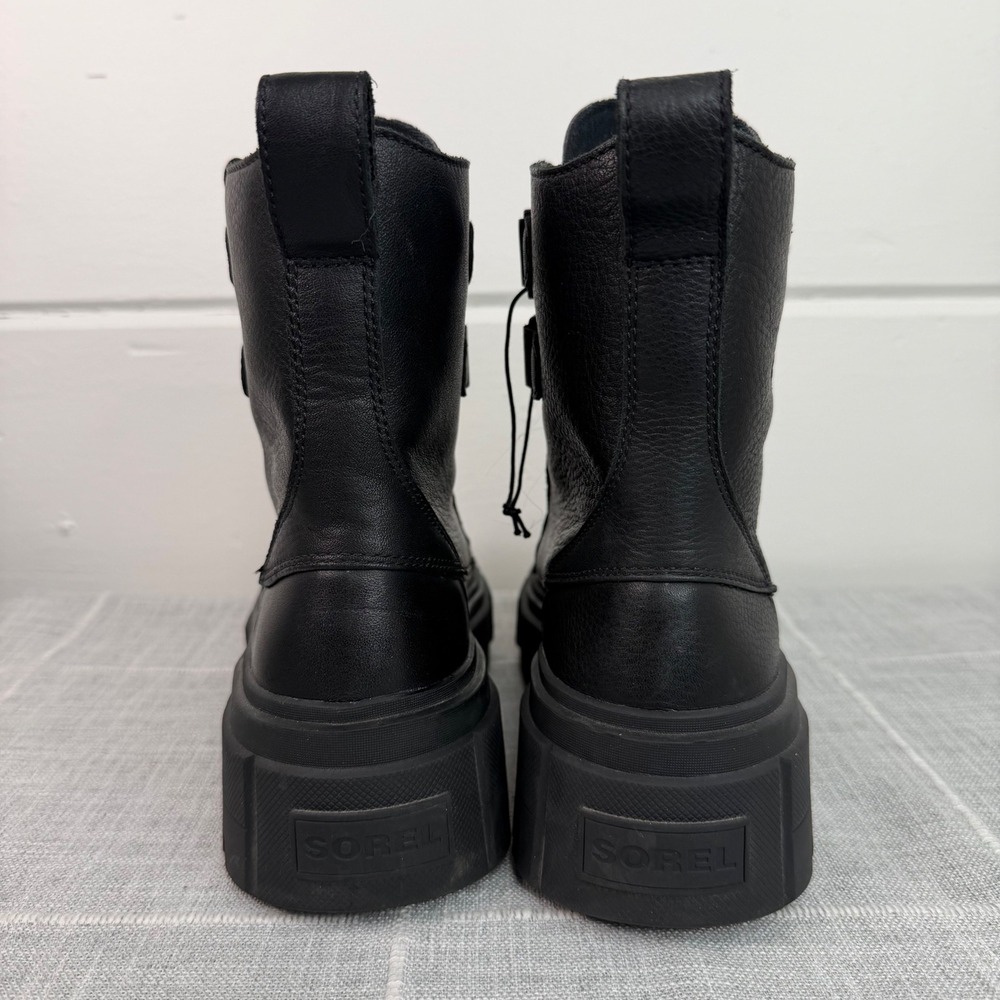 Sorel Womens 8 Caribou X Waterproof Leather Lace Up Boots Black Combat RARE HTF - Picture 6 of 12